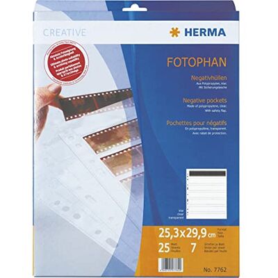 HERMA Capas para negativos (7 x 6 tiras, conjunto de 25 unidades) HERMA Capas para negativos (7 x 6 tiras, conjunto de 25 unidades)
