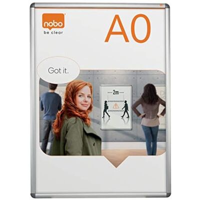 Nobo Quadro de Avisos de Parede com Moldura Tamanho A0, Proteção Antirreflexo, Elegante Moldura de Alumínio, Cor Prata, 1902208 Nobo Quadro de Avisos de Parede com Moldura Tamanho A0, Proteção Antirreflexo, Elegante Moldura de Alumínio, Cor Prata, 1902208