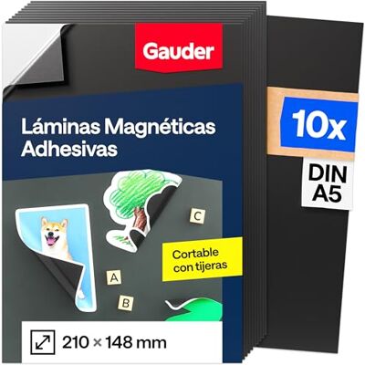 GAUDER Folha magnética auto-adesiva (10 unidades DIN A5-210 x 148 mm) Folha magnética para fotos, trabalhos manuais e cartazes película magnética adesiva para casa, escola e escritório GAUDER Folha magnética auto-adesiva (10 unidades DIN A5-210 x 148 mm) Folha magnética para fotos, trabalhos manuais e cartazes película magnética adesiva para casa, escola e escritório
