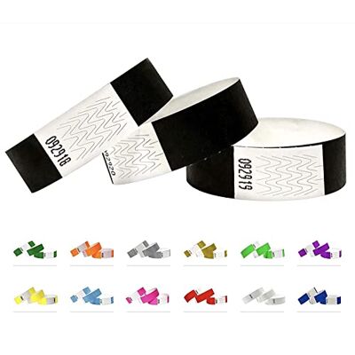 Qubiband Pulseiras Tyvek 500 unidades: Tyvek pulseiras para eventos (preto, pacote de 500) Qubiband Pulseiras Tyvek 500 unidades: Tyvek pulseiras para eventos (preto, pacote de 500)