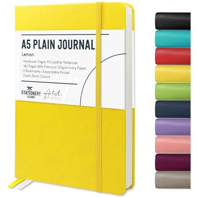 Stationery Island Caderno A5 sem forro, livreto liso de capa dura com papel grosso premium de 120 g/m², caderno em branco de capa dura de 180 páginas para escrever, estúdio, planejamento, diário Stationery Island Caderno A5 sem forro, livreto liso de capa dura com papel grosso premium de 120 g/m², caderno em branco de capa dura de 180 páginas para escrever, estúdio, planejamento, diário