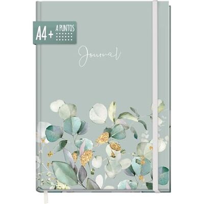Häfft paper&you® Caderno Dotted Journal A4 pontos "Minty Leaves Häfft paper&you® Caderno Dotted Journal A4 pontos "Minty Leaves