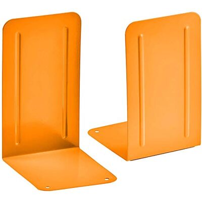 Acrimet Suporte de livros de metal premium resistente (cor laranja cítrico) (embalagem de 1 par) Acrimet Suporte de livros de metal premium resistente (cor laranja cítrico) (embalagem de 1 par)