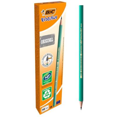 BIC Evolution original HB, lápis com mina inquebrável, aderência firme, cinza, embalagem de 12 unidades BIC Evolution original HB, lápis com mina inquebrável, aderência firme, cinza, embalagem de 12 unidades