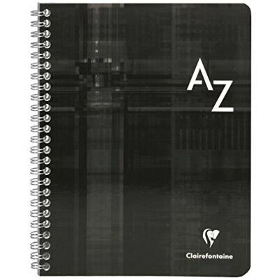 Clairefontaine Caderno de direções alfabética em espiral 100 páginas 17 x 22 cm 90 g quadrados tampa cartolina plastificada cor aleatória Clairefontaine Caderno de direções alfabética em espiral 100 páginas 17 x 22 cm 90 g quadrados tampa cartolina plastificada cor aleatória
