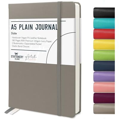 Stationery Island Caderno A5 Sem Forro, Bloco de Notas Liso de Capa Dura com Papel Premium Grosso de 120 g/m², Caderno em Branco de Capa Dura de 180 Páginas Para Escrita, Estudo, Cinza Stationery Island Caderno A5 Sem Forro, Bloco de Notas Liso de Capa Dura com Papel Premium Grosso de 120 g/m², Caderno em Branco de Capa Dura de 180 Páginas Para Escrita, Estudo, Cinza