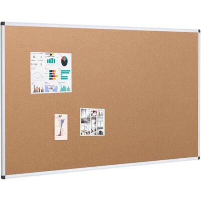 VIZ-PRO Placa de cortiça 150 x 90 cm, quadro de anúncios para parede Com moldura de alumínio, ideal para escritório, escola e casa, montagem horizontal ou vertical VIZ-PRO Placa de cortiça 150 x 90 cm, quadro de anúncios para parede Com moldura de alumínio, ideal para escritório, escola e casa, montagem horizontal ou vertical