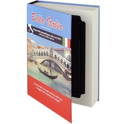HMF cofre em forma de livro, caixa de fluxo camuflada, páginas de papel autênticas, "Bella Itália", 23 × 15 × 4 cm, rotulação em italiano HMF cofre em forma de livro, caixa de fluxo camuflada, páginas de papel autênticas, "Bella Itália", 23 × 15 × 4 cm, rotulação em italiano