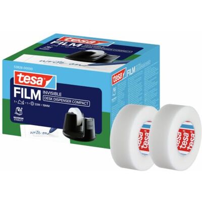 tesa Filme compacto, dispensador de fita adesiva com base antiderrapante para uma aderência segura, inclui 3 rolos de fita invisível de 33 m x 19 mm, cor preta Dispensador de sobremesa con 3 rollos de 33 m x 19 mm Base antideslizante para una sujeción s tesa Filme compacto, dispensador de fita adesiva com base antiderrapante para uma aderência segura, inclui 3 rolos de fita invisível de 33 m x 19 mm, cor preta Dispensador de sobremesa con 3 rollos de 33 m x 19 mm Base antideslizante para una sujeción s