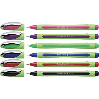 SCHNEIDER Xpress Conjunto de 6 marcadores de ponta fina (tinta indelével, espessura do traço de 0,8 mm, fabricado na Alemanha), várias cores SCHNEIDER Xpress Conjunto de 6 marcadores de ponta fina (tinta indelével, espessura do traço de 0,8 mm, fabricado na Alemanha), várias cores
