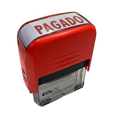 COLOP Selo para escritório, negócios e negócios com texto pago com tamanho de impressão 14 x 38 cm inclui uma almofada de tinta E/20 em cor vermelha COLOP Selo para escritório, negócios e negócios com texto pago com tamanho de impressão 14 x 38 cm inclui uma almofada de tinta E/20 em cor vermelha