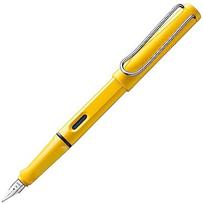 Lamy safari amarelo Caneta de tinta permanente com empunhadura ergonômica e ponta de aço escovado para canhotos (LH) no tamanho M ideal para qualquer escrita e caligrafia inclui cartucho T 10 Lamy safari amarelo Caneta de tinta permanente com empunhadura ergonômica e ponta de aço escovado para canhotos (LH) no tamanho M ideal para qualquer escrita e caligrafia inclui cartucho T 10