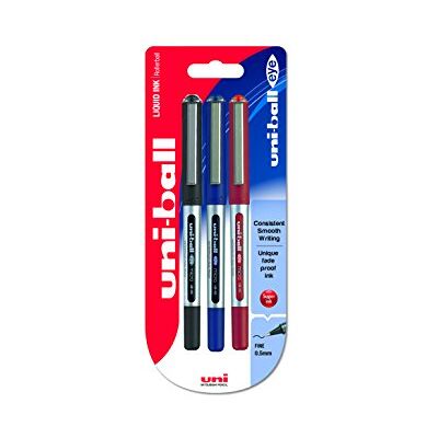 Uni-Ball UB-150 Eye Micro Pacote de 3 canetas, 0,5 mm, preto, azul e vermelho Uni-Ball UB-150 Eye Micro Pacote de 3 canetas, 0,5 mm, preto, azul e vermelho