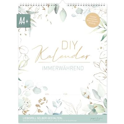 Häfft Calendário de trabalhos manuais A4 sem ano, perpétuo «folha de ouro» aniversário, personalizável com foto Häfft Calendário de trabalhos manuais A4 sem ano, perpétuo «folha de ouro» aniversário, personalizável com foto