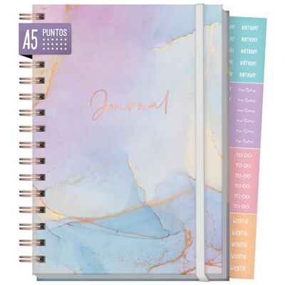 Häfft Caderno de pontos Dotted Journal Fancy A5 com anéis "azul e rosa Häfft Caderno de pontos Dotted Journal Fancy A5 com anéis "azul e rosa