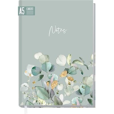 Häfft Trendstuff by ® Caderno, diário A5 riscado "Folhas de menta Häfft Trendstuff by ® Caderno, diário A5 riscado "Folhas de menta