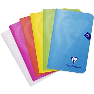 Clairefontaine Caderno com tampa de polipropileno, cores aleatórias, 9 x 14 cm, 96 páginas, 1 unidade Clairefontaine Caderno com tampa de polipropileno, cores aleatórias, 9 x 14 cm, 96 páginas, 1 unidade