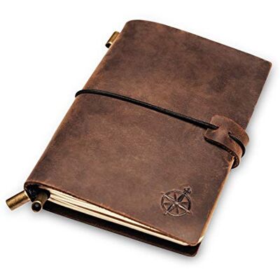 WANDERINGS Caderno de bolso em couro. Diário de viagem recarregável, perfeito para escrever, presentes, viajantes, profissionais, diários. Estilo clássico antigo Diário de viagem, 12,5 x 9 cm WANDERINGS Caderno de bolso em couro. Diário de viagem recarregável, perfeito para escrever, presentes, viajantes, profissionais, diários. Estilo clássico antigo Diário de viagem, 12,5 x 9 cm