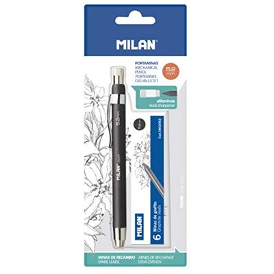 MILAN ® Porta-minas profissional, Grafite, 5,2 mm com minas de substituição, Preto MILAN ® Porta-minas profissional, Grafite, 5,2 mm com minas de substituição, Preto