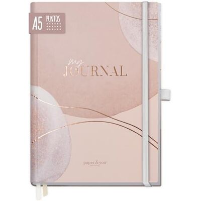 Häfft paper&you® Premium Journal A5 com pontos "Soft Bege" 188 páginas numeradas com grade de pontos e papel de gramagem de 120 g/m², ideal para diários, listas e notas Häfft paper&you® Premium Journal A5 com pontos "Soft Bege" 188 páginas numeradas com grade de pontos e papel de gramagem de 120 g/m², ideal para diários, listas e notas