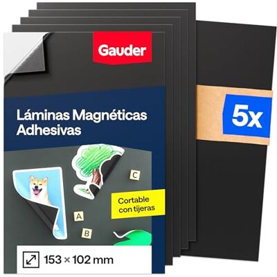 GAUDER Folha magnética autocolante folha magnetizada para fotos, artesanato e cartazes filme magnético adesivo para casa, escola e escritório (5 unidades 153 x 102 mm) GAUDER Folha magnética autocolante folha magnetizada para fotos, artesanato e cartazes filme magnético adesivo para casa, escola e escritório (5 unidades 153 x 102 mm)