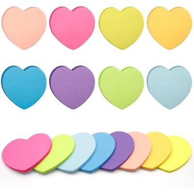 JOOTUEPO 240 notas autocolantes, notas autocolantes de corações de 8 cores, Post-it autoadesivo impermeável removível 70 x 70 mm, listas de tarefas e lembretes para escritório, estudo, casa JOOTUEPO 240 notas autocolantes, notas autocolantes de corações de 8 cores, Post-it autoadesivo impermeável removível 70 x 70 mm, listas de tarefas e lembretes para escritório, estudo, casa