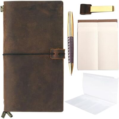 Sovereign-Gear Cuaderno Cuero, Diario de Cuero, Libreta de Viaje, Rellenable de época Rústico Antiguo, Gran Regalo para Escribir o Viajes, Bonitos, Viajeros, Profesionales, Agenda Cuero Travel Notebook 22x12cm Sovereign-Gear Cuaderno Cuero, Diario de Cuero, Libreta de Viaje, Rellenable de época Rústico Antiguo, Gran Regalo para Escribir o Viajes, Bonitos, Viajeros, Profesionales, Agenda Cuero Travel Notebook 22x12cm