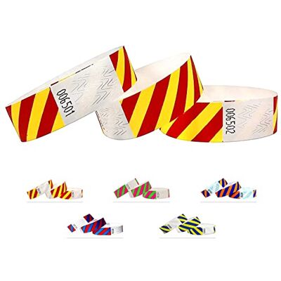 Qubiband Pulseiras Tyvek com riscas para festas (500 unidades de 1,9 cm) Qubiband Pulseiras Tyvek com riscas para festas (500 unidades de 1,9 cm)
