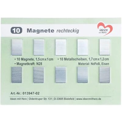 Ideen mit Herz Mini ímanes retangulares, 10 unidades, pequenos planos para trabalhos manuais, 1,5 cm x 1 cm, 10 discos metálicos Contimpamtes 1,7 cm x 1,2 cm Ideen mit Herz Mini ímanes retangulares, 10 unidades, pequenos planos para trabalhos manuais, 1,5 cm x 1 cm, 10 discos metálicos Contimpamtes 1,7 cm x 1,2 cm