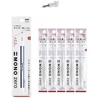 Tombow Mono Zero apagador de caneta estilo (1 borracha e 10 peças sobressalentes, ponta redonda de 2,3 mm) Tombow Mono Zero apagador de caneta estilo (1 borracha e 10 peças sobressalentes, ponta redonda de 2,3 mm)