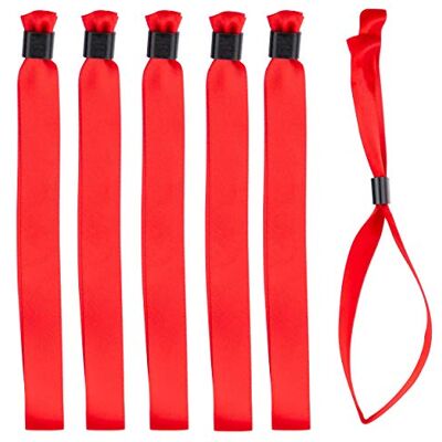 IBOO 100 pulseiras de tecido vermelho fita de cetim pulseiras descartáveis de identificação e segurança para eventos, festa fecho de plástico unidirecional IBOO 100 pulseiras de tecido vermelho fita de cetim pulseiras descartáveis de identificação e segurança para eventos, festa fecho de plástico unidirecional