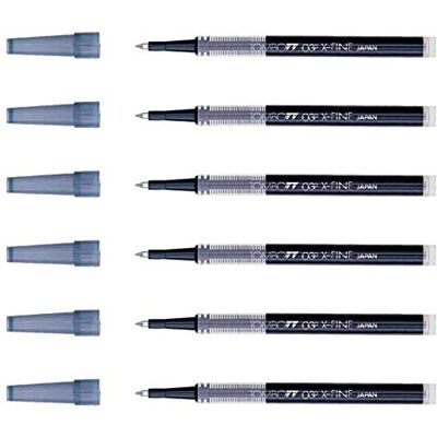 Tombow Lote de 6 peças para rolos de ponta fina 0,5, traço de 0,3 mm, cor preta Tombow Lote de 6 peças para rolos de ponta fina 0,5, traço de 0,3 mm, cor preta