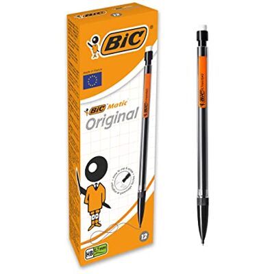 BIC Matic Original 0,7 mm HB Portaminas automáticas, cores sortidas, caixa de 12 unidades, multicolorido BIC Matic Original 0,7 mm HB Portaminas automáticas, cores sortidas, caixa de 12 unidades, multicolorido