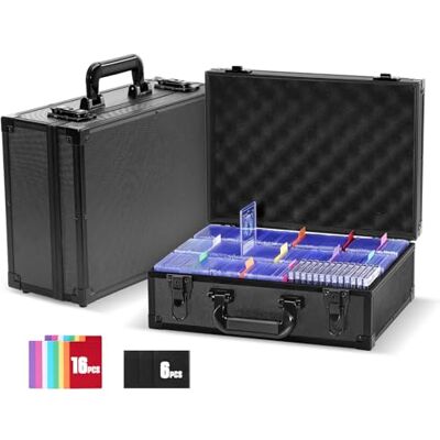 ProCase Caja de almacenamiento para tarjetas coleccionables Toploader resistente a los golpes, con estructura de aluminio con divisor ajustable para 600 + Toploader, soporte para tarjetas magnéticas, ProCase Caja de almacenamiento para tarjetas coleccionables Toploader resistente a los golpes, con estructura de aluminio con divisor ajustable para 600 + Toploader, soporte para tarjetas magnéticas,