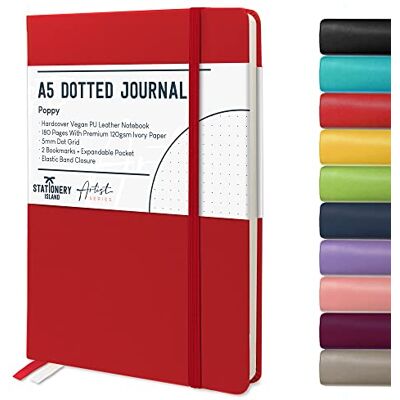 Stationery Island Caderno Pontilhado A5 Notebook Vermelho Papoila Caderno A5 Bullet Dotted Journal Pontos de Capa Dura Com 180 Páginas 120gsm Papel para Notas, Planeamento, Estudo, Viagens, Diário Stationery Island Caderno Pontilhado A5 Notebook Vermelho Papoila Caderno A5 Bullet Dotted Journal Pontos de Capa Dura Com 180 Páginas 120gsm Papel para Notas, Planeamento, Estudo, Viagens, Diário