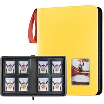 ProCase Álbum Toploader com janela 144 cartões, amarelo Para Toploader de 3" x 4", compatível com MTG/TCG, PU reforçado, correia. Ideal para colecionar, proteger e oferecer. ProCase Álbum Toploader com janela 144 cartões, amarelo Para Toploader de 3" x 4", compatível com MTG/TCG, PU reforçado, correia. Ideal para colecionar, proteger e oferecer.