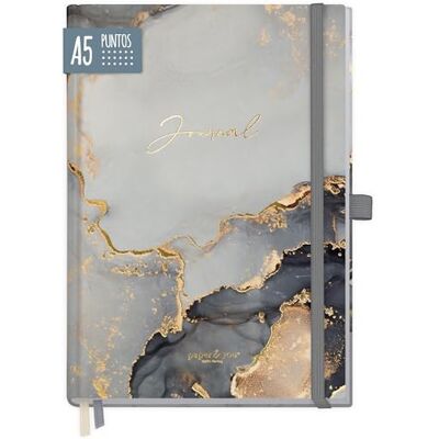 Häfft paper&you Premium Journal A5 com pontos "mármore cinzento" 188 páginas numeradas com grade de pontos e papel de gramagem de 120 g/m², ideal para diários, listas e notas Häfft paper&you Premium Journal A5 com pontos "mármore cinzento" 188 páginas numeradas com grade de pontos e papel de gramagem de 120 g/m², ideal para diários, listas e notas
