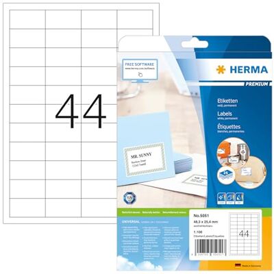 HERMA Modelo 5051 - Etiquetas mates para laser e jato de tinta - A4, 1100 unidades HERMA Modelo 5051 - Etiquetas mates para laser e jato de tinta - A4, 1100 unidades