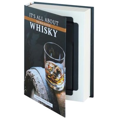 HMF Caixa de livro, caixa de fluxo com camuflagem de livro com páginas de papel, "Whisky", 18,7 x 13 x 4,2 cm HMF Caixa de livro, caixa de fluxo com camuflagem de livro com páginas de papel, "Whisky", 18,7 x 13 x 4,2 cm