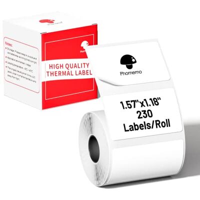 Phomemo Etiqueta autoadesiva quadrada multiusos para M110/M120/M200/M220/M221, 40x30mm (1,57"x1,18"), 230 etiquetas/rolos, em preto e branco Phomemo Etiqueta autoadesiva quadrada multiusos para M110/M120/M200/M220/M221, 40x30mm (1,57"x1,18"), 230 etiquetas/rolos, em preto e branco
