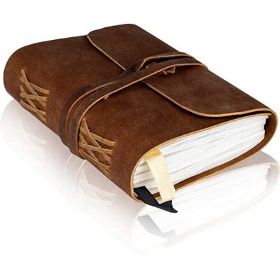 WANDERINGS Caderno de Couro com Papel Pontilhado, Páginas com Grade de Pontos, Caderno para Escrever, Couro Genuíno Feito à Mão, Perfeito para Escrever, Levar um Diário, Viajantes, 18x13cm WANDERINGS Caderno de Couro com Papel Pontilhado, Páginas com Grade de Pontos, Caderno para Escrever, Couro Genuíno Feito à Mão, Perfeito para Escrever, Levar um Diário, Viajantes, 18x13cm