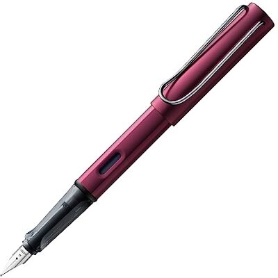 Lamy AL-star preto roxo Caneta de tinta permanente com empunhadura ergonômica e ponta de aço polido tamanho EF corpo de alumínio leve inclui cartucho T 10 azul Para mão direita Lamy AL-star preto roxo Caneta de tinta permanente com empunhadura ergonômica e ponta de aço polido tamanho EF corpo de alumínio leve inclui cartucho T 10 azul Para mão direita