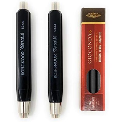 Koh-I-Noor Suporte 5344, 2 unidades, mais minas de substituição (6 unidades), 5,6 mm de diâmetro, portaminas, para esboçar, planear, desenhar, caneta artesanal Koh-I-Noor Suporte 5344, 2 unidades, mais minas de substituição (6 unidades), 5,6 mm de diâmetro, portaminas, para esboçar, planear, desenhar, caneta artesanal