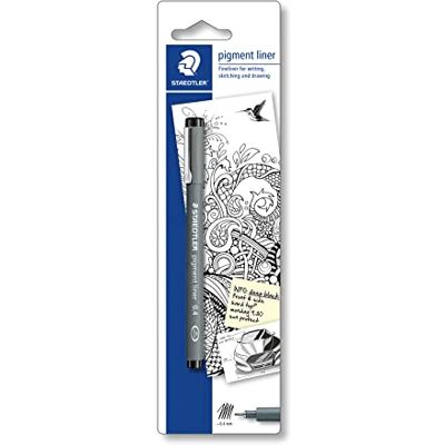 STAEDTLER Marcador de ponta fina Pigment Liner 308, preto, 0,4 mm Tinta permanente e resistente à água, ponta metálica adequada para réguas – traços limpos, ilustração – Art.-Nr. 30804-9BKD STAEDTLER Marcador de ponta fina Pigment Liner 308, preto, 0,4 mm Tinta permanente e resistente à água, ponta metálica adequada para réguas – traços limpos, ilustração – Art.-Nr. 30804-9BKD