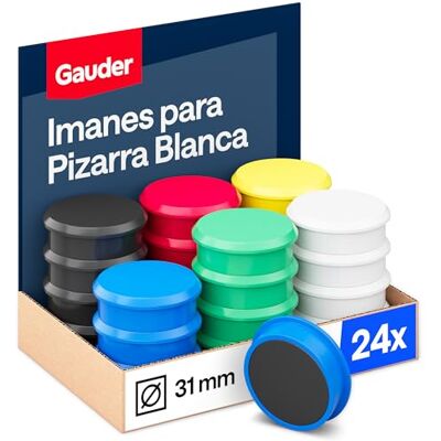 GAUDER Ímanes quadro magnético e frigorífico (31 x 10 mm 24 unidades Discos redondos de ferrite, cada íman preso em quadro branco, frigorífico e escritório, ímanes para quadro magnético GAUDER Ímanes quadro magnético e frigorífico (31 x 10 mm 24 unidades Discos redondos de ferrite, cada íman preso em quadro branco, frigorífico e escritório, ímanes para quadro magnético