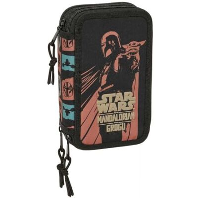 Safta Plumier Triple Mandalorian & Grogu 37 peças, estojo escolar organizador com 3 compartimentos e fecho, inclui 16 lápis, 14 marcadores, régua e semicírculo, medidas 12,5 x 5,5 x 19 5 cm, Plumier Safta Plumier Triple Mandalorian & Grogu 37 peças, estojo escolar organizador com 3 compartimentos e fecho, inclui 16 lápis, 14 marcadores, régua e semicírculo, medidas 12,5 x 5,5 x 19 5 cm, Plumier