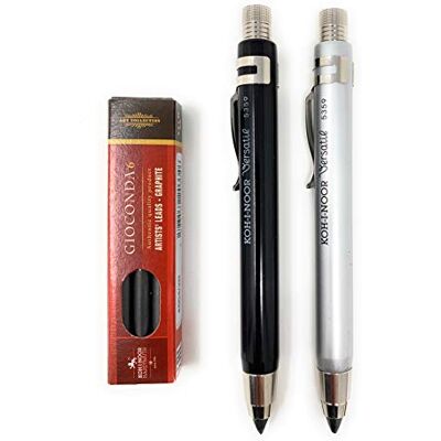 Koh-I-Noor 5359 Suporte de metal (5,6 mm, com cortinados e clip), prateado e preto Koh-I-Noor 5359 Suporte de metal (5,6 mm, com cortinados e clip), prateado e preto