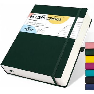 Stationery Island Caderno às riscas B5, caderno grosso de 320 páginas, diário de riscas com tampa dura de 100 gsm para escrever, trabalhar, estudar, agenda Stationery Island Caderno às riscas B5, caderno grosso de 320 páginas, diário de riscas com tampa dura de 100 gsm para escrever, trabalhar, estudar, agenda