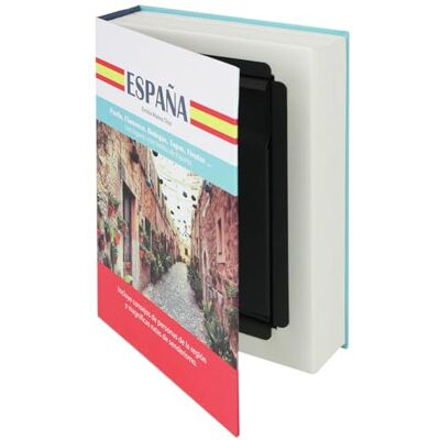HMF cofre em forma de livro, cofre camuflado, páginas de papel autênticas, "Espanha", 23 × 15 × 4 cm, rotulação em espanhol HMF cofre em forma de livro, cofre camuflado, páginas de papel autênticas, "Espanha", 23 × 15 × 4 cm, rotulação em espanhol