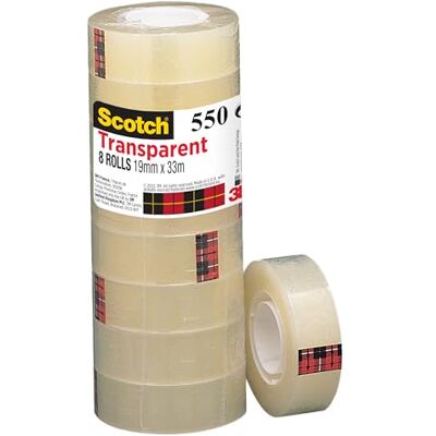 Scotch Fita adesiva transparente 8 rolos 19 mm x 33 m fita adesiva para uso geral para a escola, a casa e o escritório Scotch Fita adesiva transparente 8 rolos 19 mm x 33 m fita adesiva para uso geral para a escola, a casa e o escritório